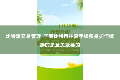 比特派交易管理  了解比特币往复手续费是如何缱绻的是至关紧要的