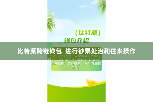 比特派跨链钱包  进行钞票处治和往来操作